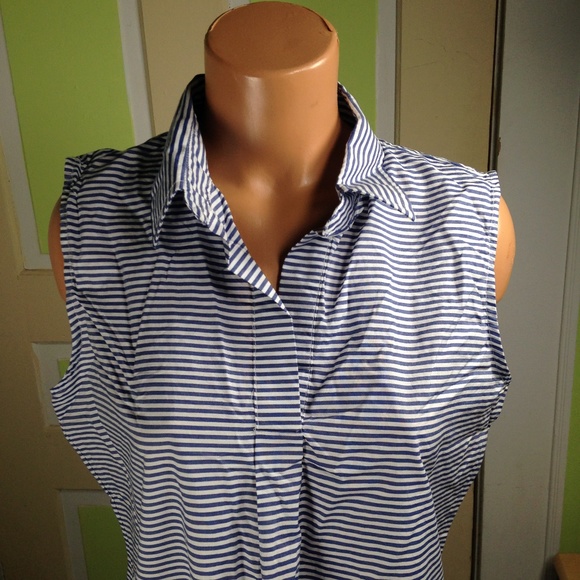 HALEY & THE HOUND BLUE & WHITE STRIPED TUNIC TOP - Picture 2 of 3